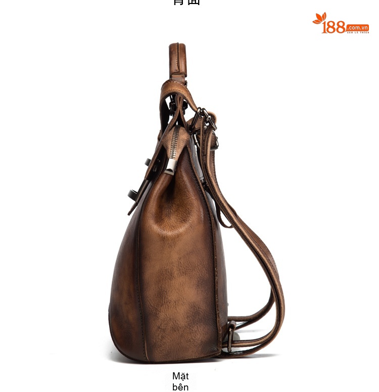 Túi Đeo Vai Nữ Da Bò Thật Thủ Công Vintage Đa Năng Màu Nâu, Xanh Lá, Đen, Đỏ... chi tiết 8