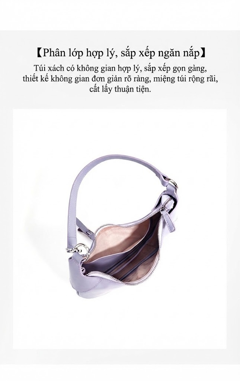 Túi Đeo Vai Nữ Da Bò Thiết Kế Đơn Giản Màu Tím, Xanh chi tiết 7