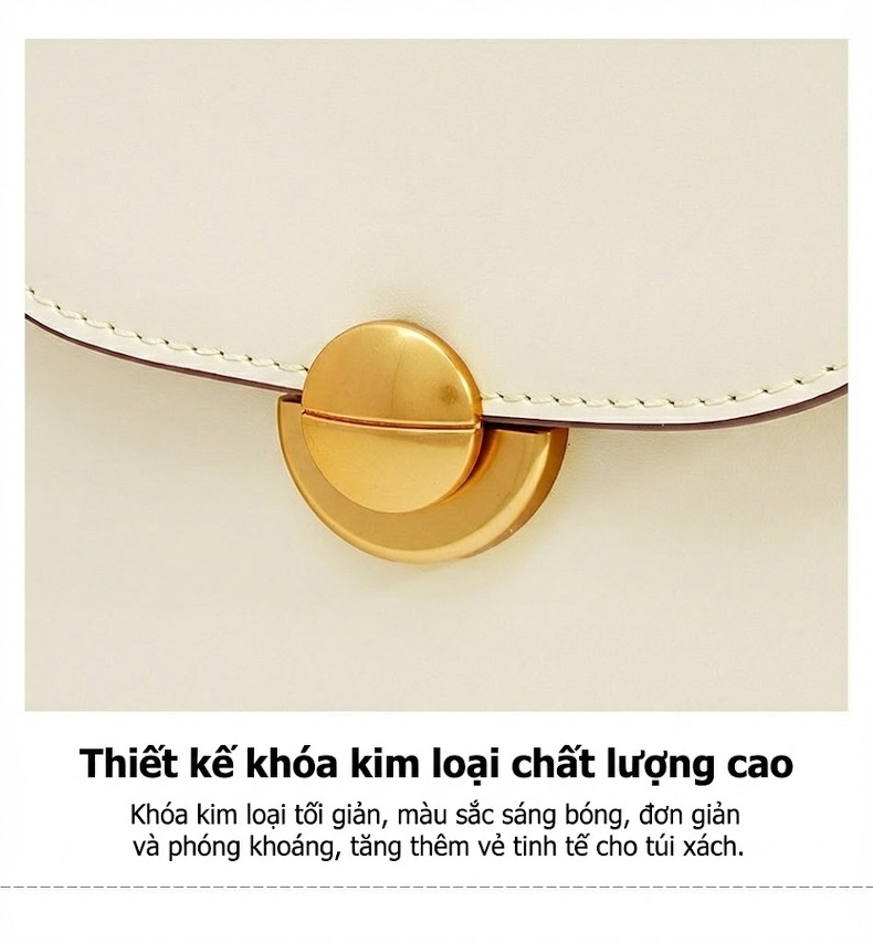 Túi Đeo Vai Nữ Da Bò Thiết Kế Nhỏ Gọn Màu Trắng Kem, Xanh Lá chi tiết 13