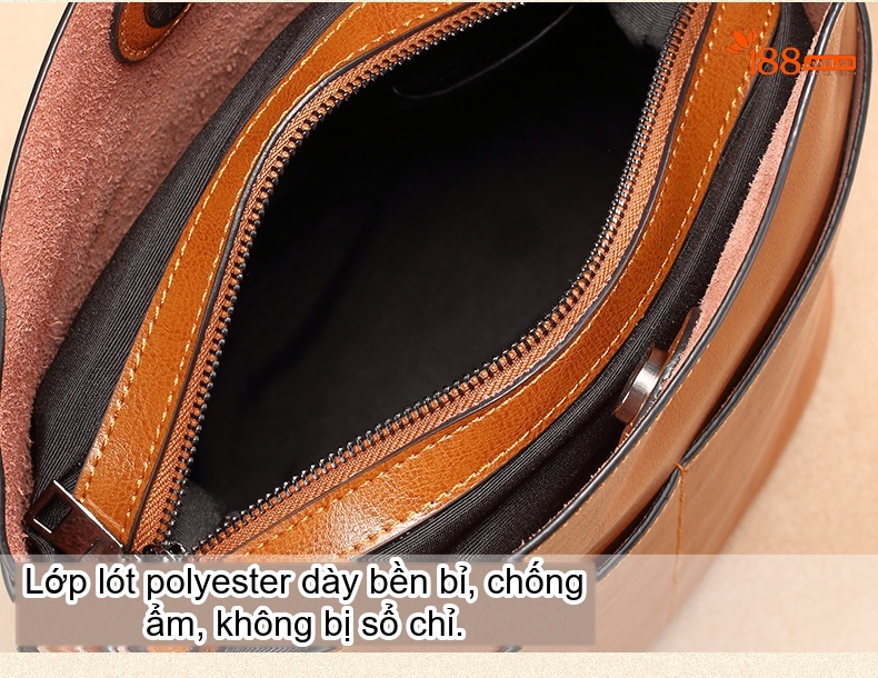 Túi Đeo Vai Nữ Da Bò Thời Trang Đơn Giản Màu Đen, Nâu, Đỏ chi tiết 19