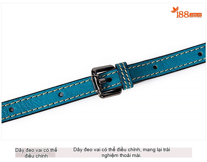 Túi Đeo Vai Nữ Da Bò Thủ Công Hàn Quốc Thời Trang, Túi Đeo Chéo Nhỏ Màu Đen, Xanh Dương, Đỏ chi tiết 34
