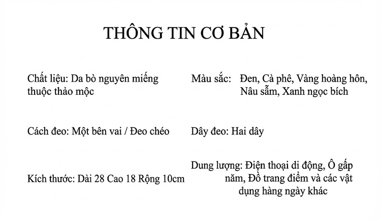 Túi Đeo Vai Nữ Da Bò Túi Kẹp Nách Dáng Retro Đeo Chéo Màu Đen, Nâu, Xanh Lá, Vàng chi tiết 1