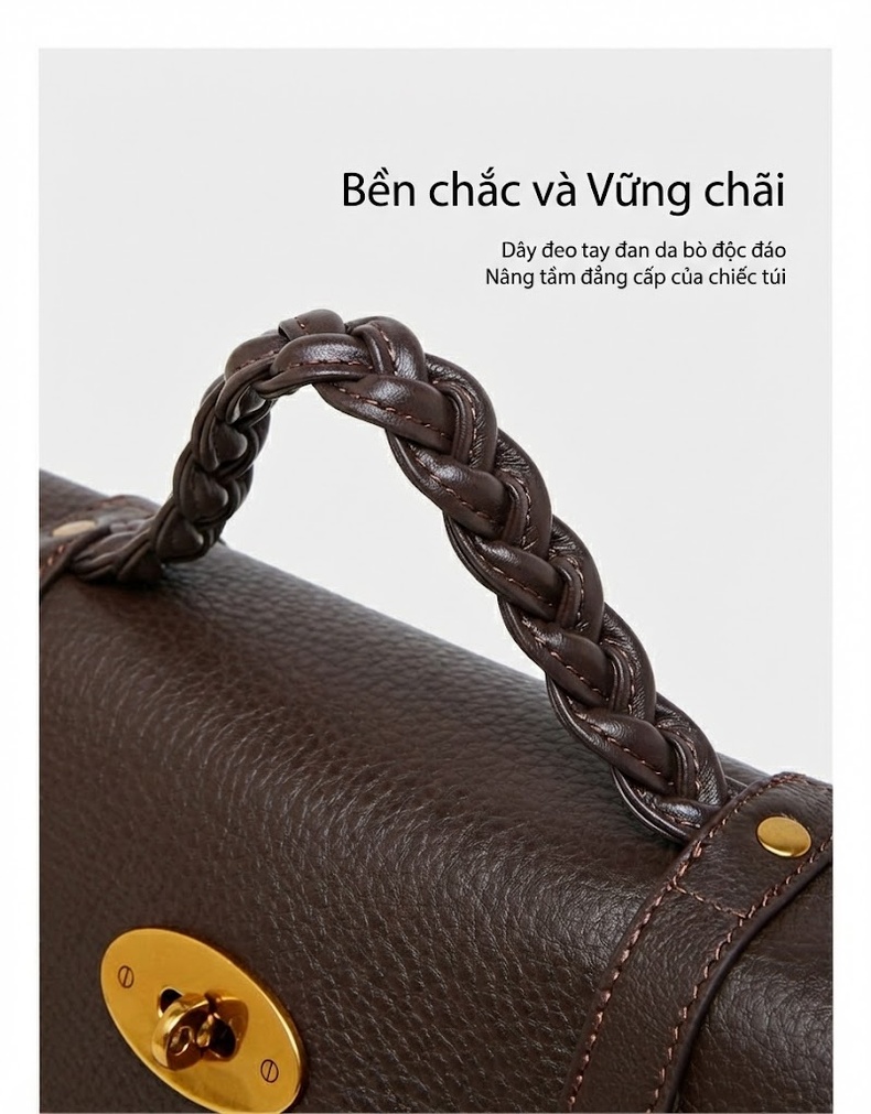 Túi Đeo Vai Nữ Da Bò, Túi Tote, Túi Đeo Chéo, Túi Công Sở Màu Đen, Nâu, Xám chi tiết 4