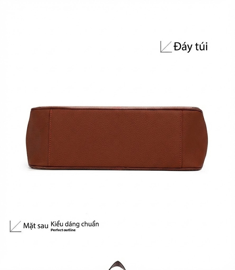 Túi Đeo Vai Nữ Da Bò Vải Canvas Họa Tiết Kẻ Ô Lớn Cao Cấp Màu Nâu chi tiết 13