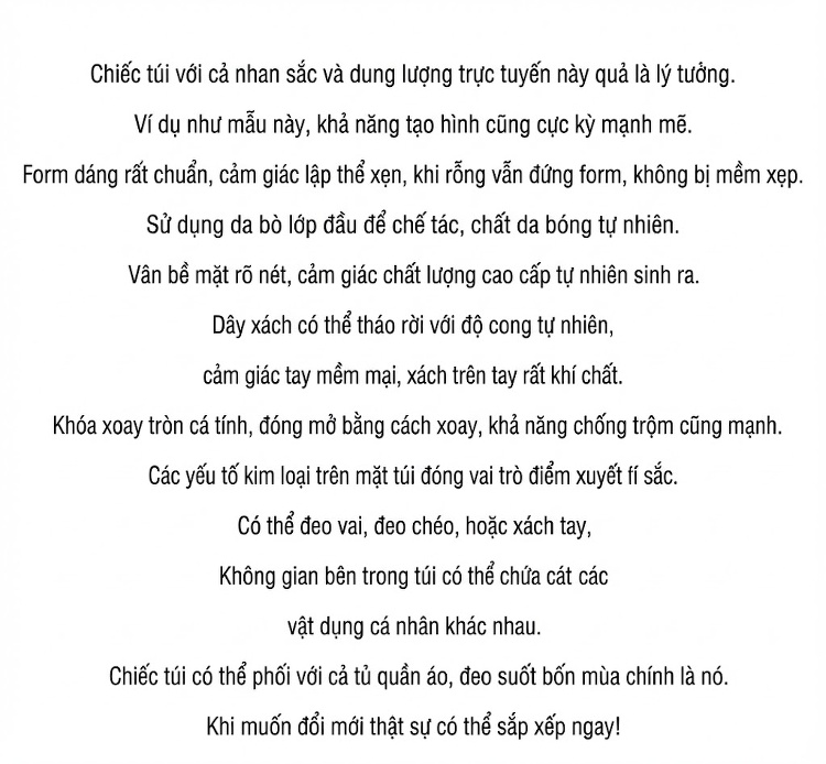 Túi Đeo Vai Nữ Da Bò Vân Nhăn Phong Cách Cổ Điển Màu Đen chi tiết 2