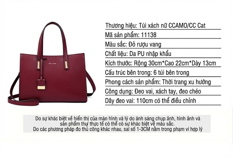 Túi Đeo Vai Nữ Da Bóng Cao Cấp Phong Cách Thời Trang Màu Đỏ Rượu chi tiết 5