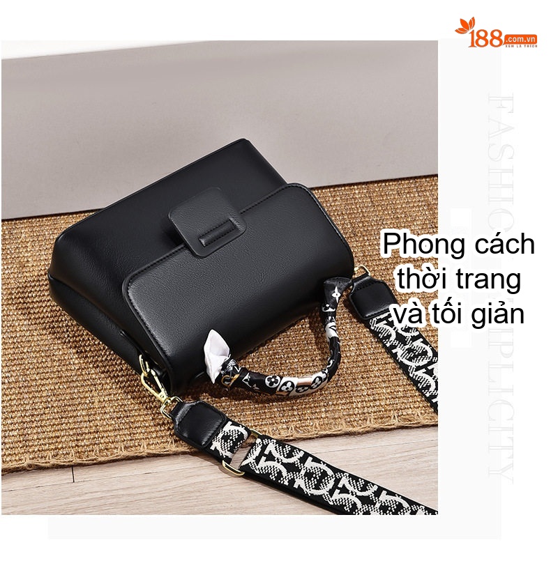 Túi Đeo Vai Nữ Da Bóng Công Sở Dung Tích Lớn Màu Trắng Kem, Nâu, Đen chi tiết 14