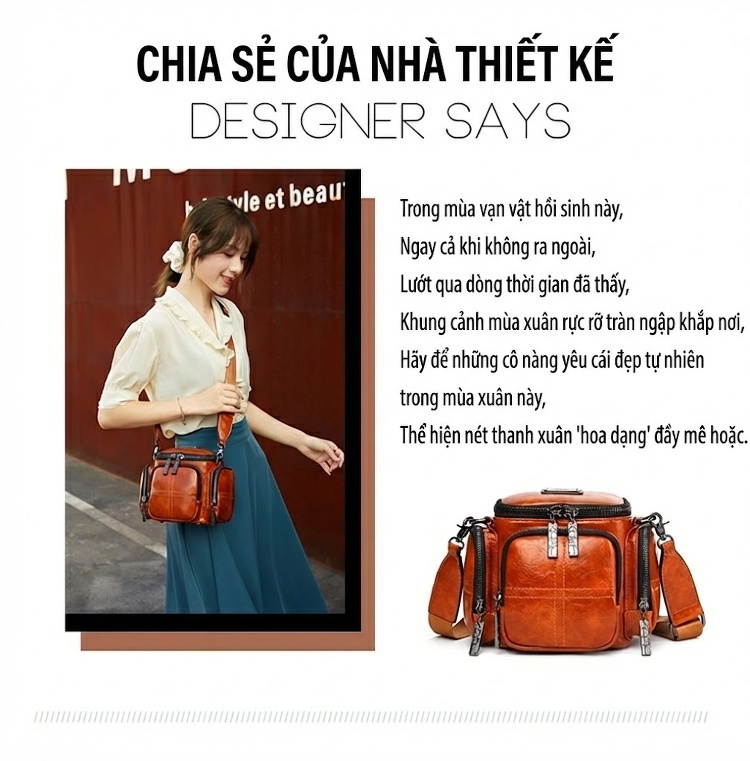 Túi Đeo Vai Nữ Da Bóng Dáng Tròn, Kiểu Camera, Dung Tích Lớn Màu Nâu chi tiết 2