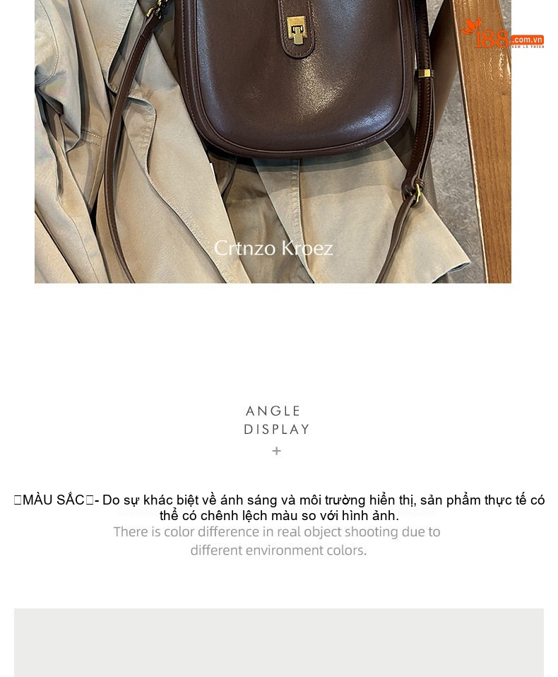 Túi Đeo Vai Nữ Da Bóng Dáng Yên Ngựa Phong Cách Vintage Màu Nâu chi tiết 11