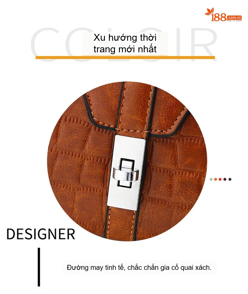 Túi Đeo Vai Nữ Da Bóng Dập Vân Cá Sấu Quai Xách Tay Trung Niên Màu Đen, Nâu Đậm, Đỏ Rượu, Nâu... chi tiết 12