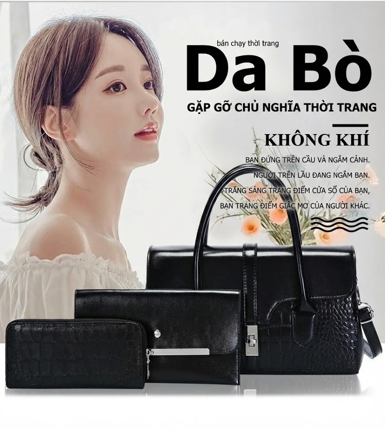 Túi Đeo Vai Nữ Da Bóng Dập Vân Cá Sấu Quai Xách Tay Trung Niên Màu Đen, Nâu Đậm, Đỏ Rượu, Nâu... chi tiết 2