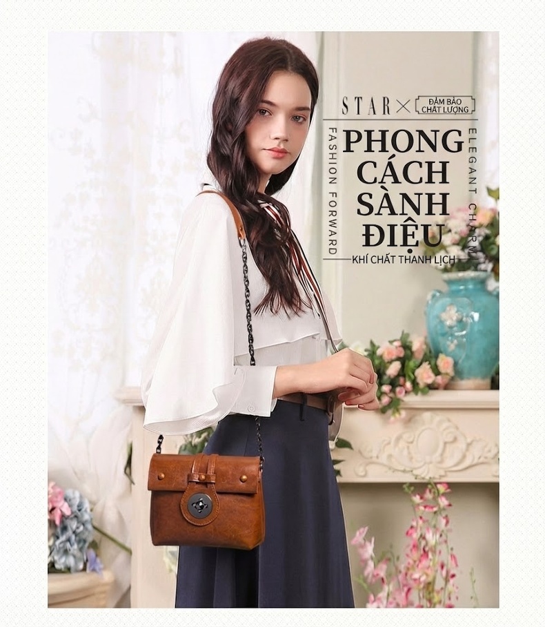 Túi Đeo Vai Nữ Da Bóng Dây Xích Phong Cách Hàn Quốc Màu Hồng chi tiết 9