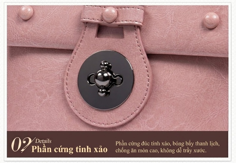Túi Đeo Vai Nữ Da Bóng Dây Xích Phong Cách Hàn Quốc Màu Hồng chi tiết 35
