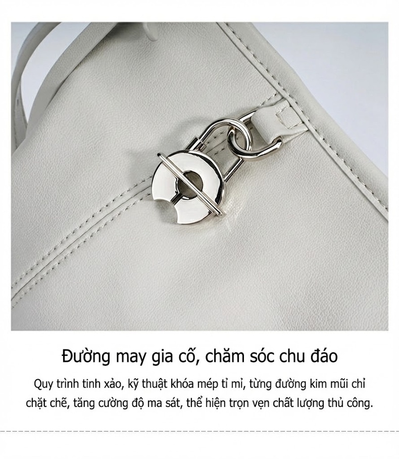 Túi Đeo Vai Nữ Da Bóng Dung Tích Lớn Thiết Kế Thanh Lịch Màu Trắng, Nâu chi tiết 14