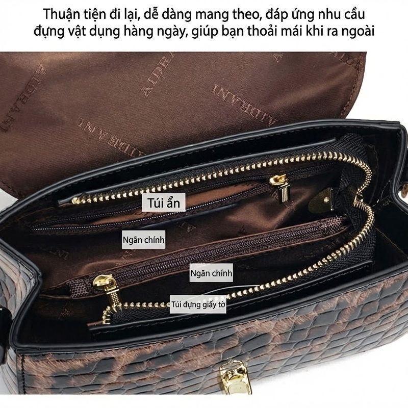 Túi Đeo Vai Nữ Da Bóng Họa Tiết Da Báo Thời Trang