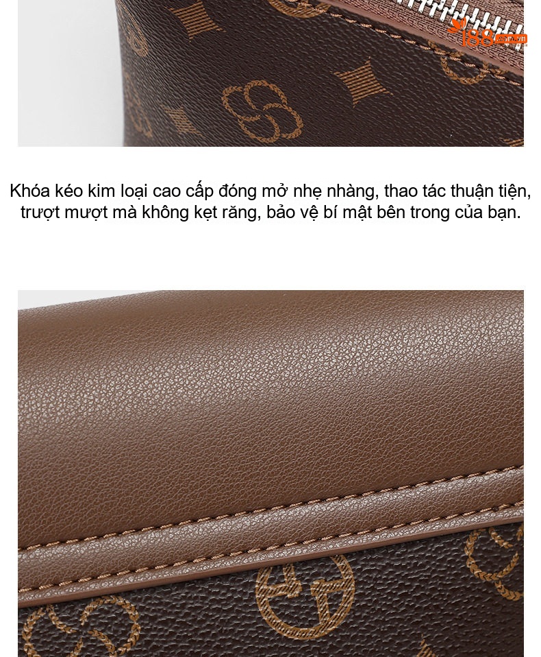 Túi Đeo Vai Nữ Da Bóng Họa Tiết Thời Trang Tiện Lợi Cao Cấp Màu Nâu chi tiết 10