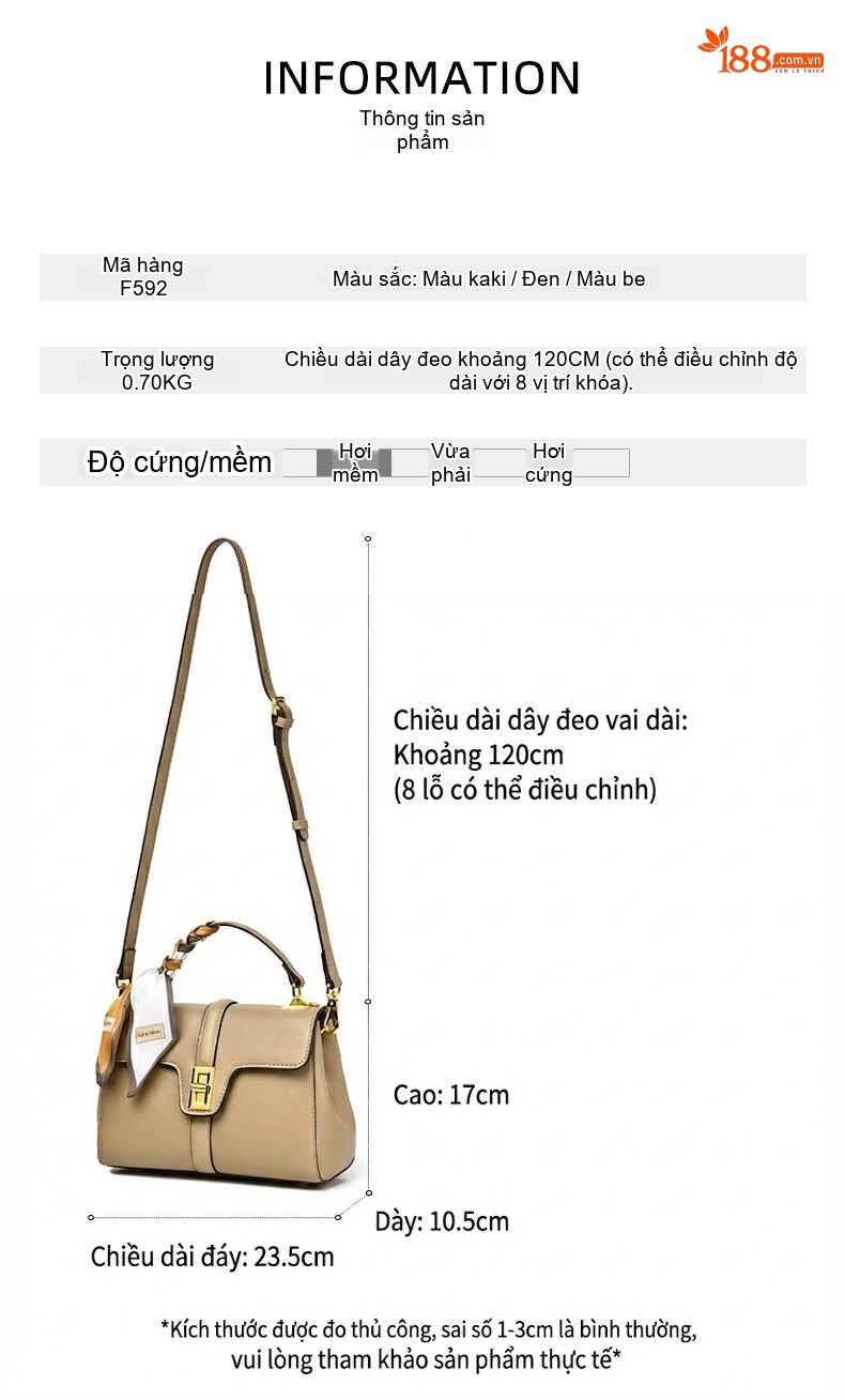 Túi Đeo Vai Nữ Da Bóng Kiểu Dáng Công Sở Túi Tote Túi Đeo Chéo Màu Be, Trắng, Đen chi tiết 3