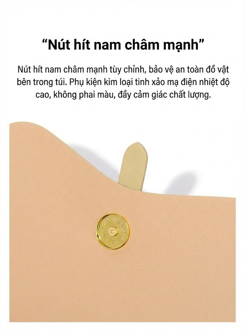Túi Đeo Vai Nữ Da Bóng Kiểu Dáng Kẹp Nách Màu Be, Đen chi tiết 8