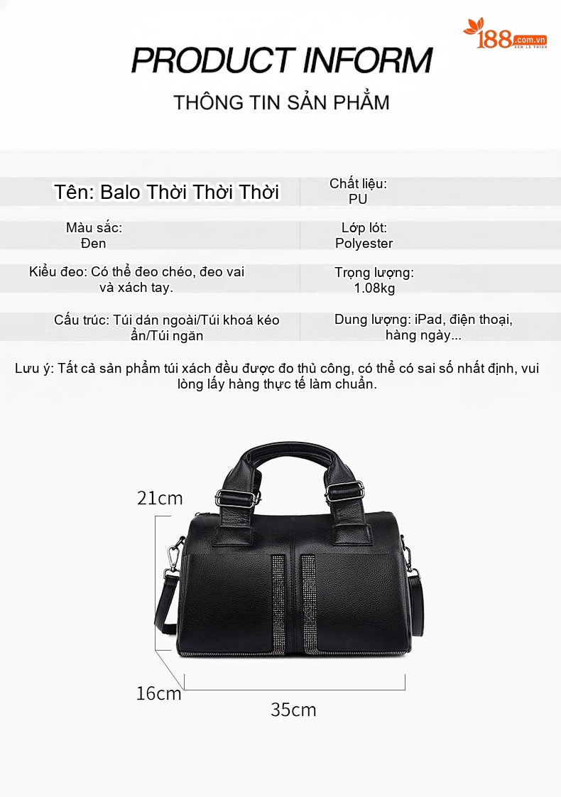 Túi Đeo Vai Nữ Da Bóng Kiểu Dáng Thời Trang Hàn Quốc, Túi Xách Tay Nữ, Túi Gối Đeo Chéo Nữ Sức Chứa Lớn Màu Đen chi tiết 13