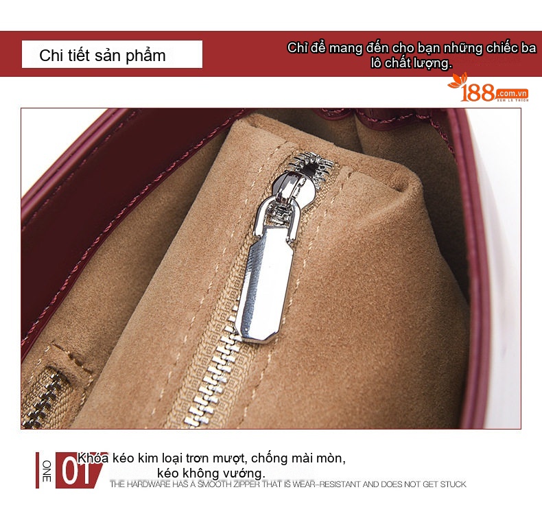 Túi Đeo Vai Nữ Da Bóng Lớn Cỡ Vừa Phong Cách Hàn Quốc Màu Đỏ Rượu chi tiết 21