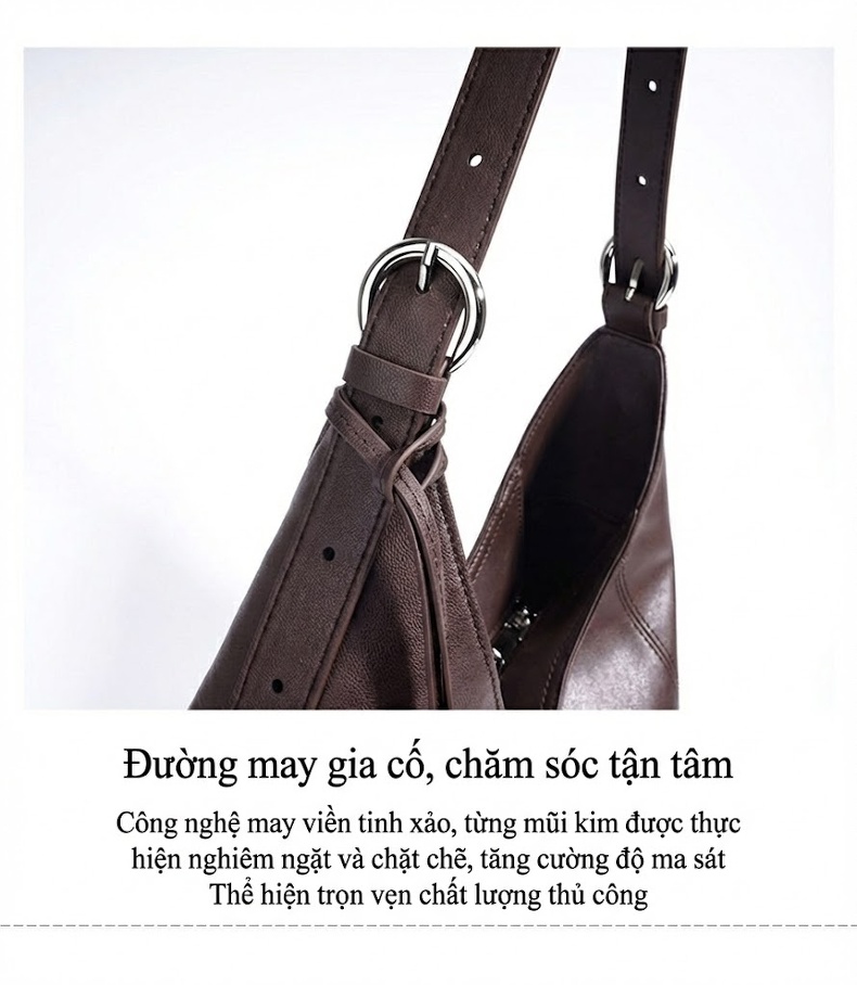 Túi Đeo Vai Nữ Da Bóng Lớn Kiểu Dáng Thời Trang Màu Đen, Nâu, Be chi tiết 14
