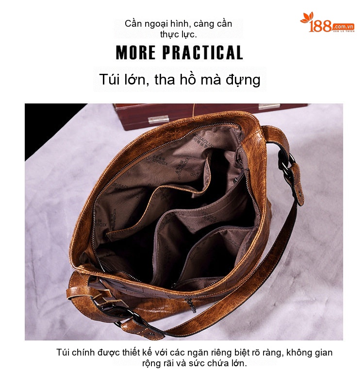 Túi Đeo Vai Nữ Da Bóng Phong Cách Âu Mỹ Cổ Điển, Túi Đeo Chéo, Túi Kẹp Nách, Túi Xô, Túi Yên Ngựa Màu Nâu chi tiết 12