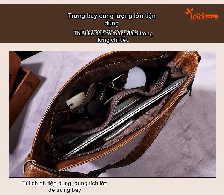Túi Đeo Vai Nữ Da Bóng Phong Cách Âu Mỹ Cổ Điển, Túi Đeo Chéo, Túi Kẹp Nách, Túi Xô, Túi Yên Ngựa Màu Nâu chi tiết 25
