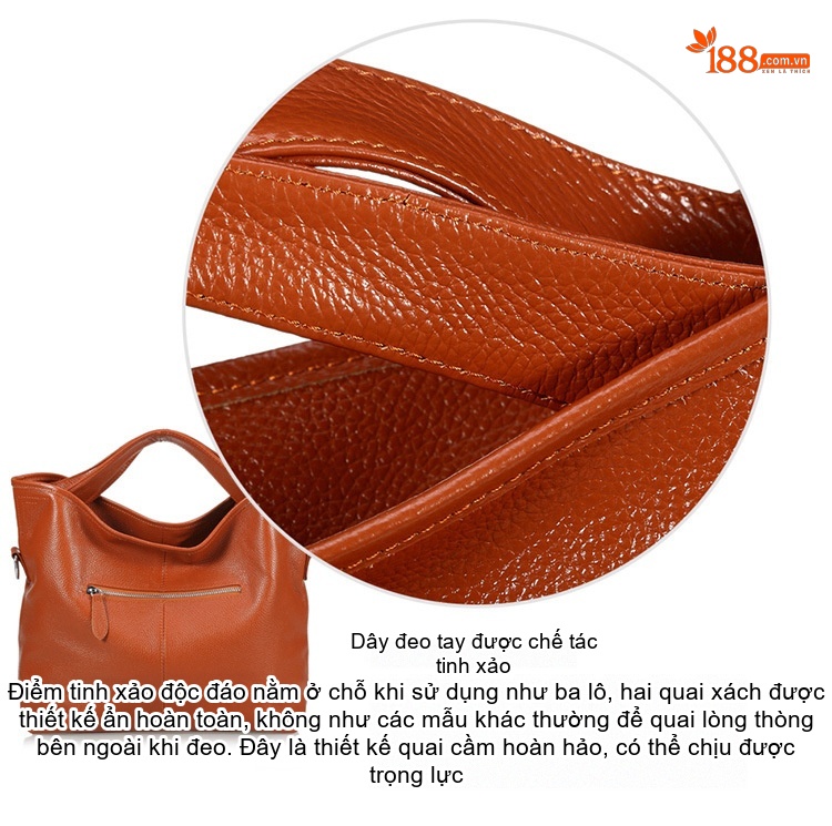 Túi Đeo Vai Nữ Da Bóng Phong Cách Châu Âu, Túi Xách Tay Màu Xanh Navy, Nâu, Đen chi tiết 27