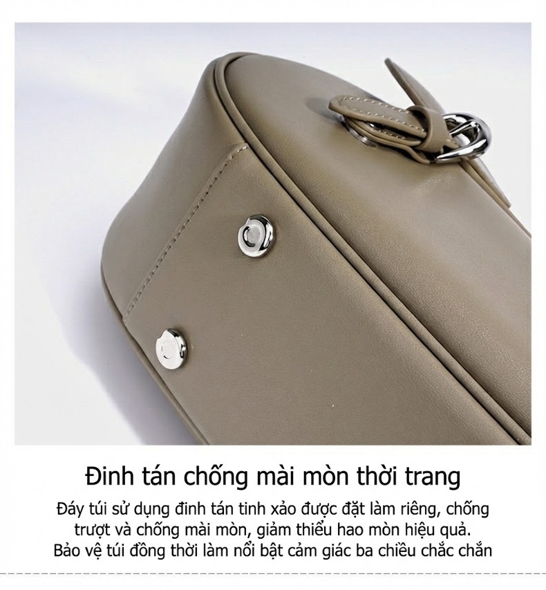 Túi Đeo Vai Nữ Da Bóng Phong Cách Cổ Điển Dung Tích Lớn Màu Xám, Trắng, Nâu chi tiết 12