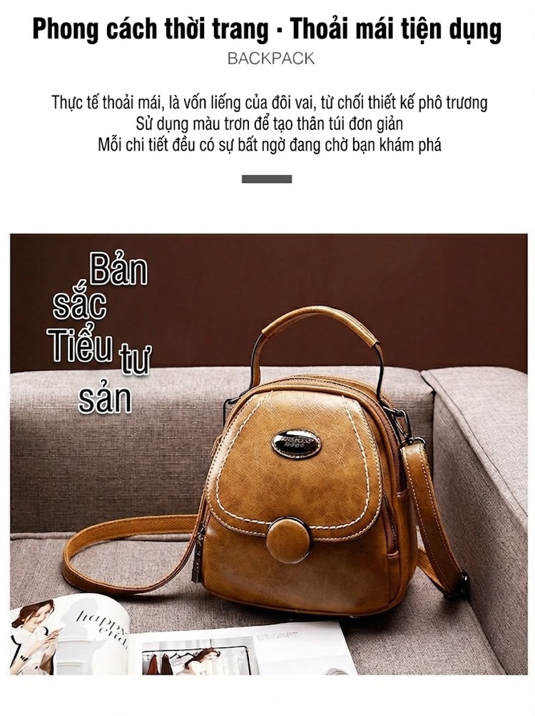 Túi Đeo Vai Nữ Da Bóng Retro Vintage Mini Cầm Tay, Đeo Chéo, Đeo Vai Màu Nâu Cổ Điển, Đen Dễ Phối, Đỏ Rượu Vang, Xanh Biển Hồ... chi tiết 3