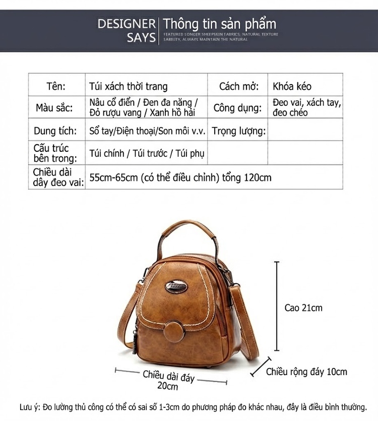 Túi Đeo Vai Nữ Da Bóng Retro Vintage Mini Cầm Tay, Đeo Chéo, Đeo Vai Màu Nâu Cổ Điển, Đen Dễ Phối, Đỏ Rượu Vang, Xanh Biển Hồ... chi tiết 23