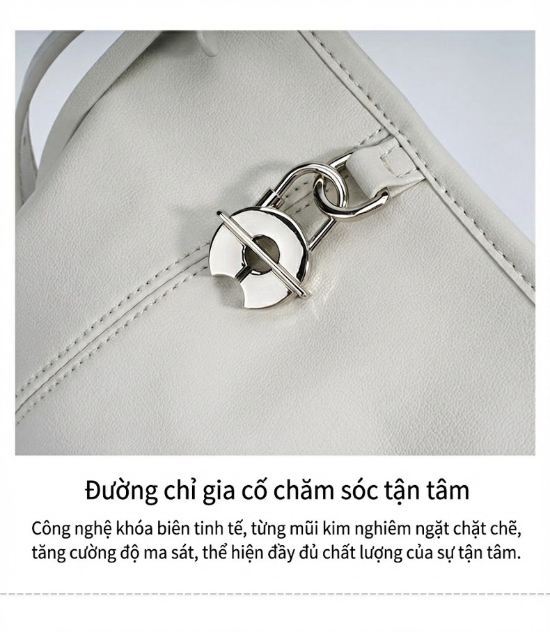 Túi Đeo Vai Nữ Da Bóng Sức Chứa Lớn Phong Cách Công Sở Màu Trắng chi tiết 13