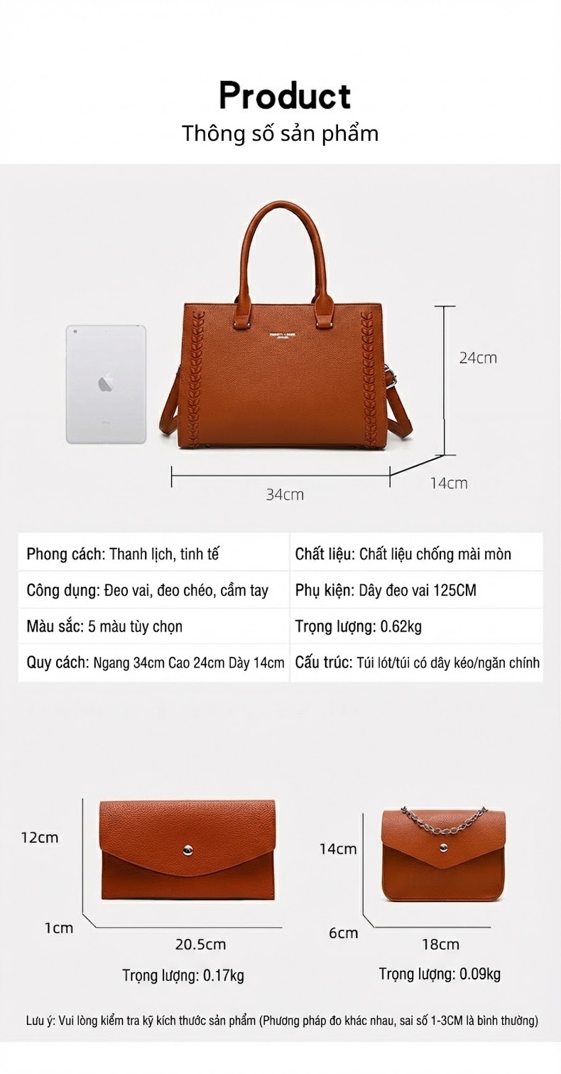 Túi Đeo Vai Nữ Da Bóng Sức Chứa Lớn Phong Cách Thời Trang Công Sở Màu Đen, Xám, Nâu, Vàng chi tiết 10