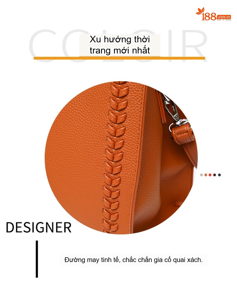 Túi Đeo Vai Nữ Da Bóng Sức Chứa Lớn Phong Cách Thời Trang Công Sở Màu Đen, Xám, Nâu, Vàng chi tiết 11