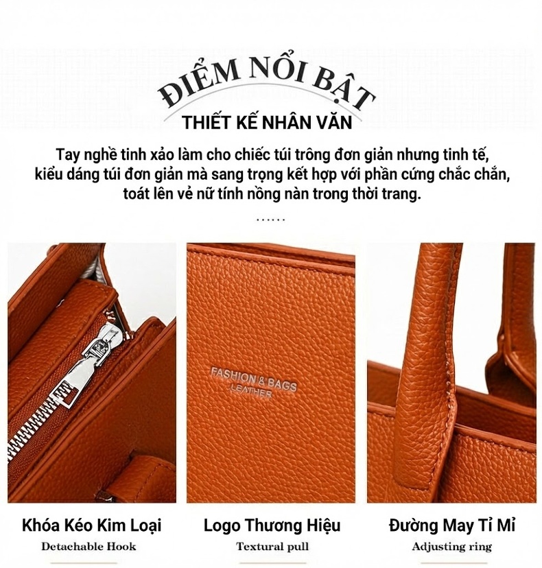 Túi Đeo Vai Nữ Da Bóng Sức Chứa Lớn Phong Cách Thời Trang Công Sở Màu Đen, Xám, Nâu, Vàng chi tiết 6