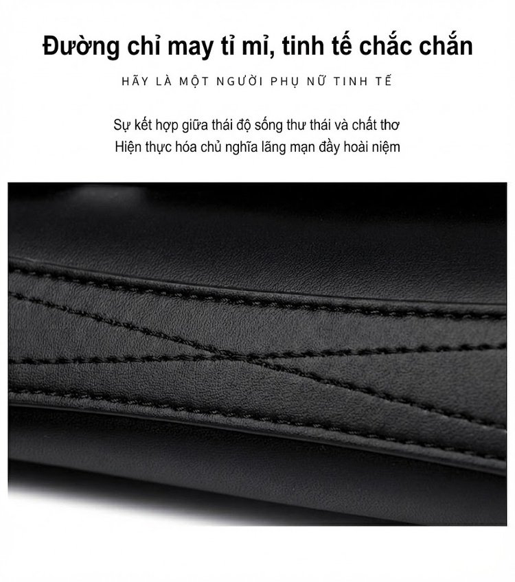 Túi Đeo Vai Nữ Da Bóng Thiết Kế Thanh Lịch Màu Đỏ Rượu, Đen, Kem, Trắng chi tiết 9
