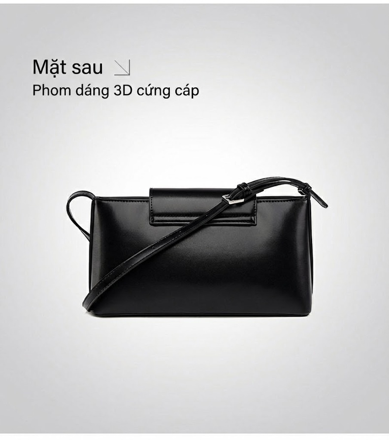 Túi Đeo Vai Nữ Da Bóng Thiết Kế Tối Giản Màu Đỏ, Đen, Trắng chi tiết 20