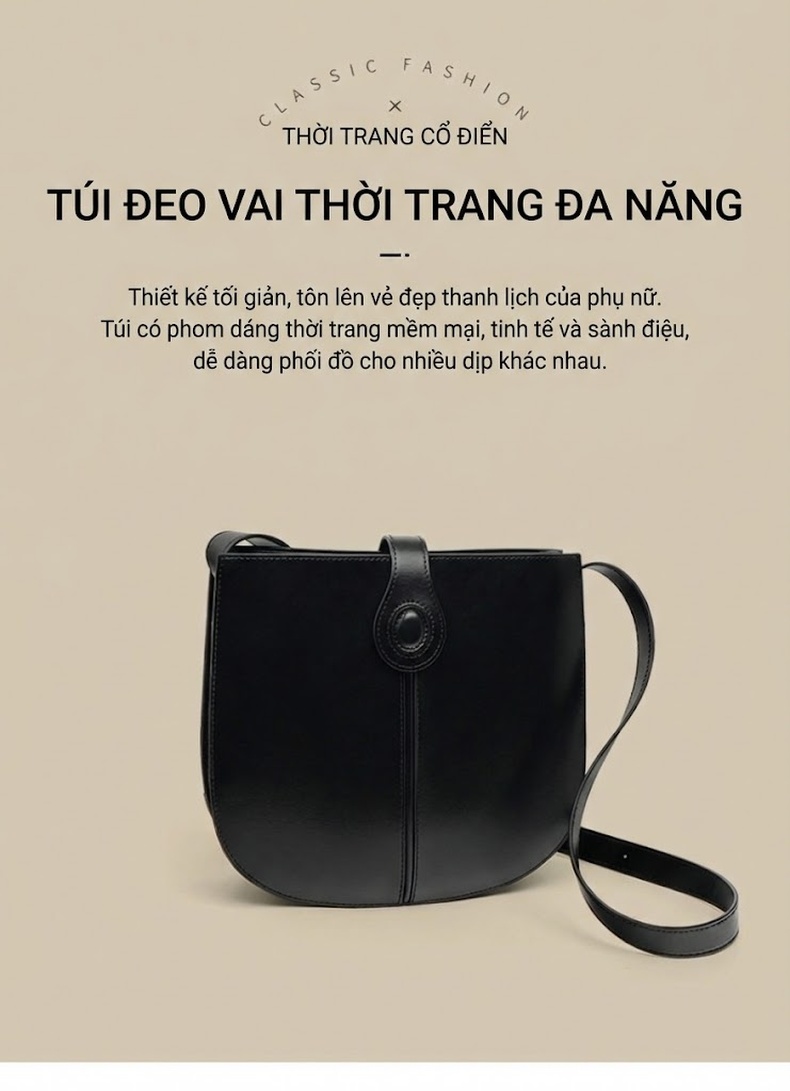 Túi Đeo Vai Nữ Da Bóng, Túi Đeo Chéo Cô Dâu, Túi Dự Tiệc Lớn Màu Đỏ, Đen, Nâu chi tiết 1