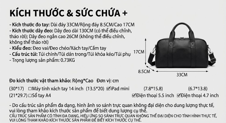 Túi Đeo Vai Nữ Da Dầu Sáp Retro Công Sở, Túi Kẹp Nách, Túi Đeo Chéo, Túi Postman Sức Chứa Lớn Màu Đen, Nâu chi tiết 2