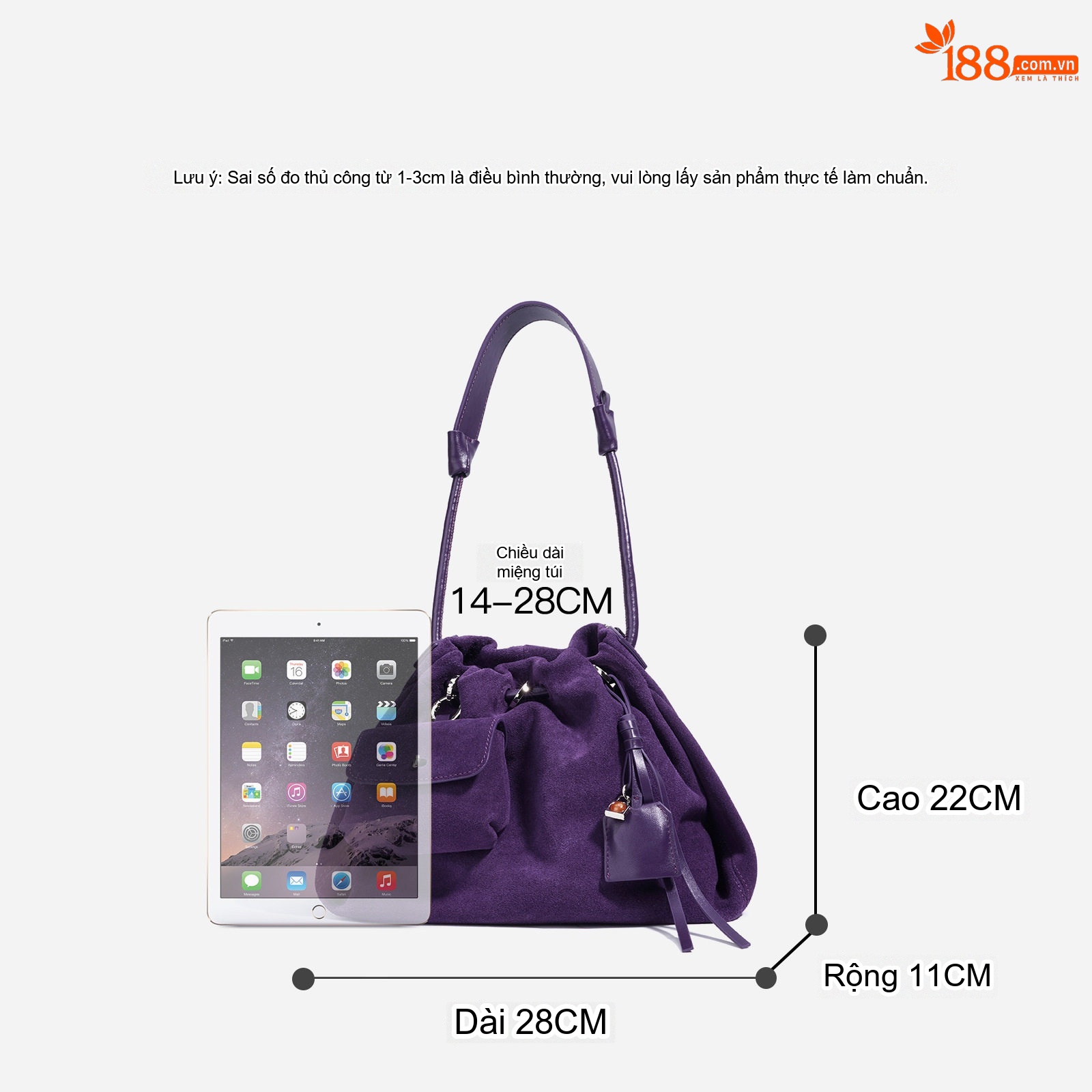 Túi Đeo Vai Nữ Da Lộn Kiểu Dáng Cloud Bag Thời Trang Công Sở Màu Tím, Nâu