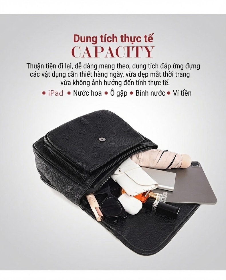 Túi Đeo Vai Nữ Da Mềm Dập Nổi 3D, Túi Hobo Đeo Chéo Da Siêu Vi Sợi Lớn Màu Đen chi tiết 12