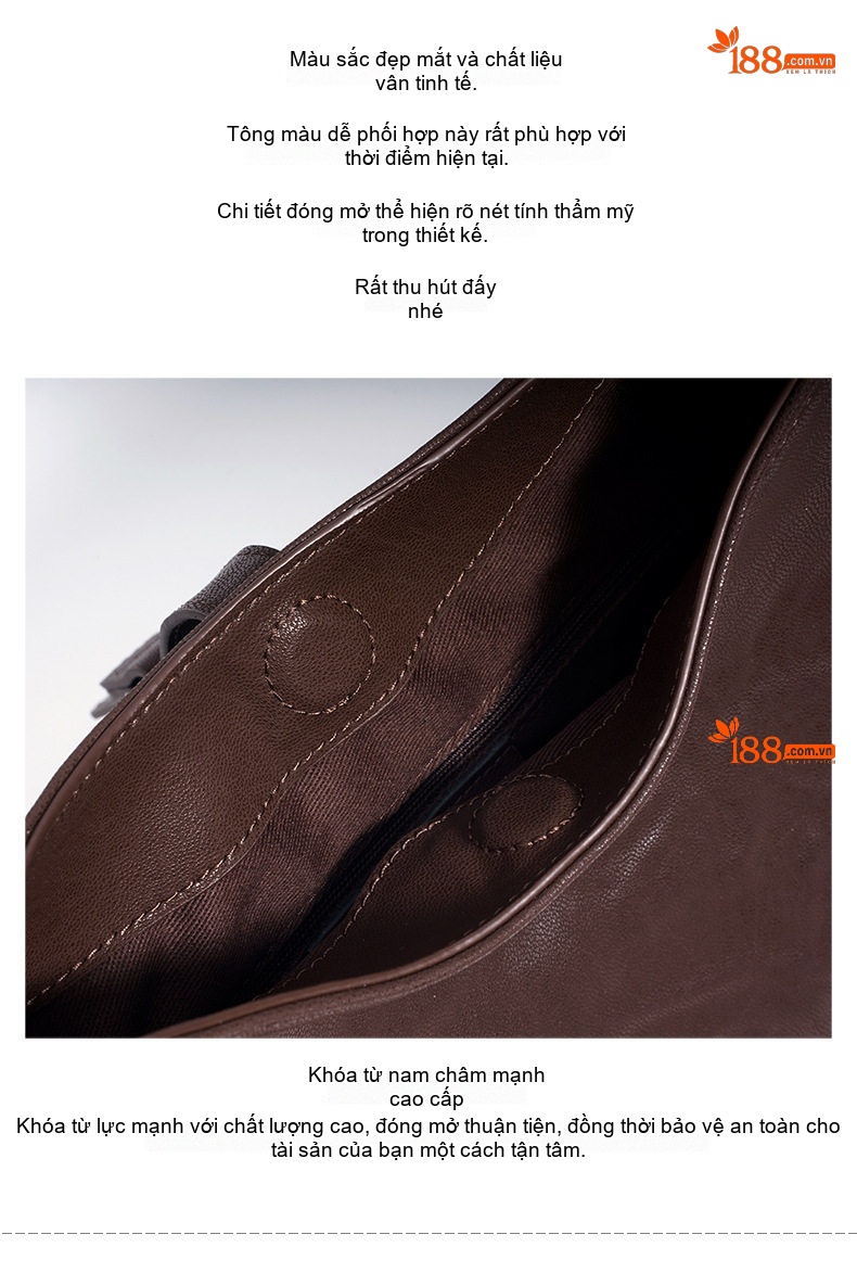 Túi Đeo Vai Nữ Da Mềm Kiểu Dáng Bánh Bao Retro Nhật Bản Màu Đen, Nâu chi tiết 12