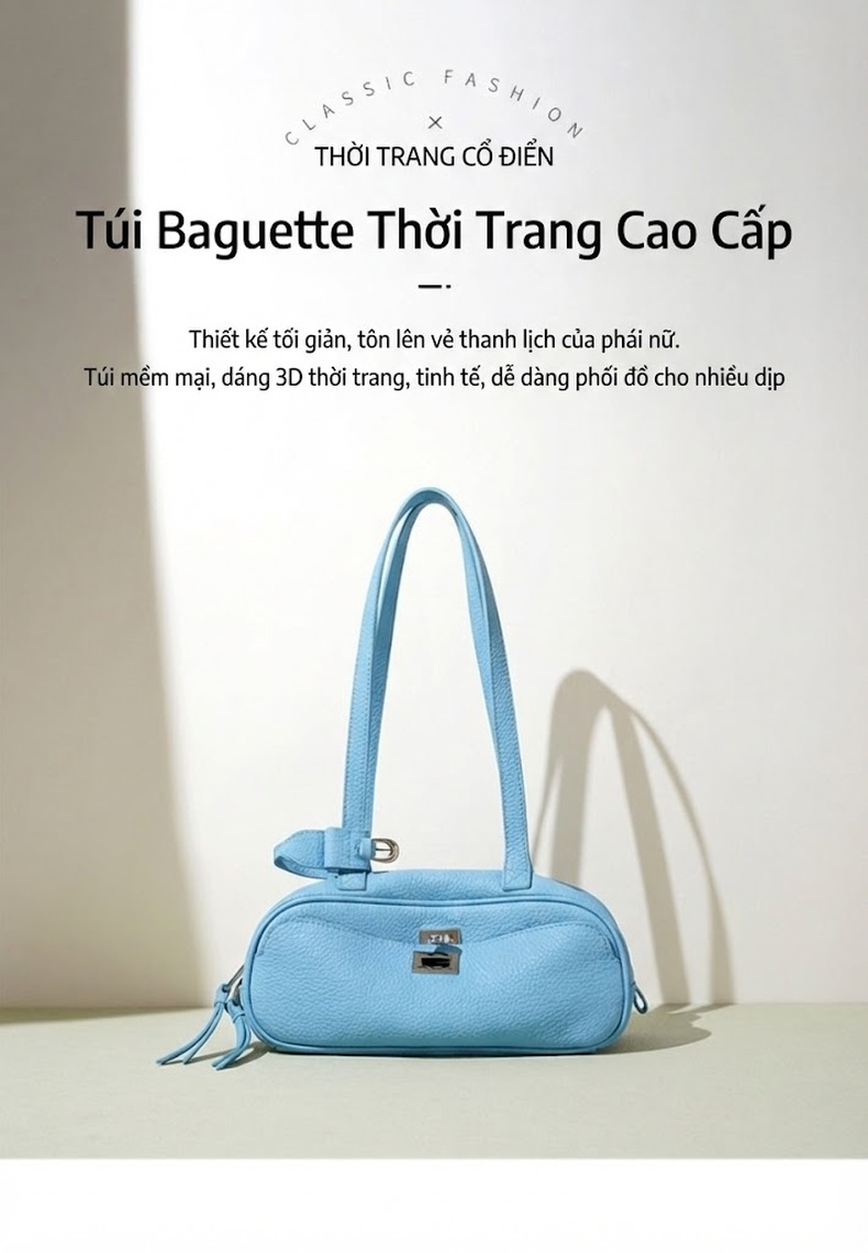 Túi Đeo Vai Nữ Da Mềm Mại Kiểu Dáng Hàn Quốc Màu Xanh, Hồng chi tiết 1