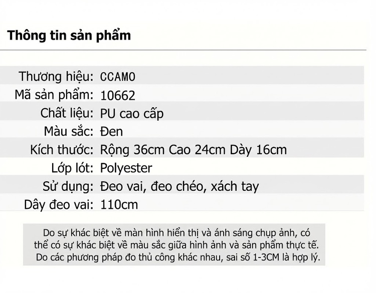 Túi Đeo Vai Nữ Da Mềm Sức Chứa Lớn Kiểu Túi Gối Màu Đen chi tiết 9