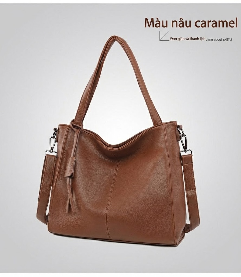 Túi Đeo Vai Nữ Da Mềm Sức Chứa Lớn Phong Cách Thời Trang Công Sở Màu Đen, Đỏ Rượu Vang, Nâu chi tiết 26