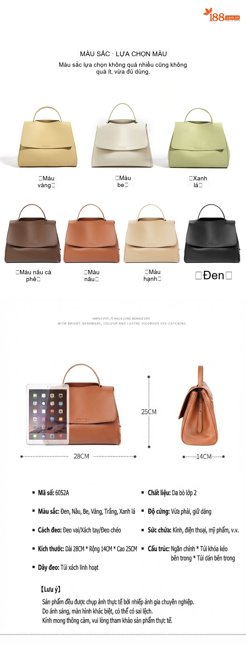 Túi Đeo Vai Nữ Da Mềm, Túi Tote Đeo Chéo Một Bên Vai Sức Chứa Lớn Màu Nâu chi tiết 5