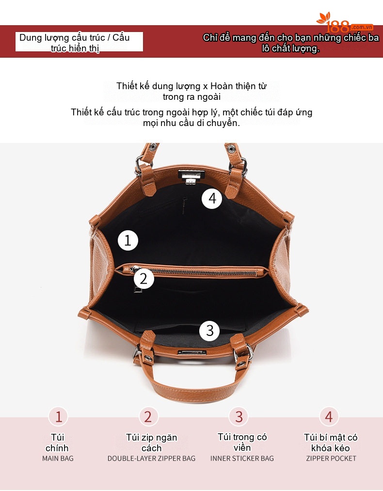Túi Đeo Vai Nữ Da Mờ Cỡ Lớn Phong Cách Cổ Điển Màu Đen, Nâu chi tiết 6