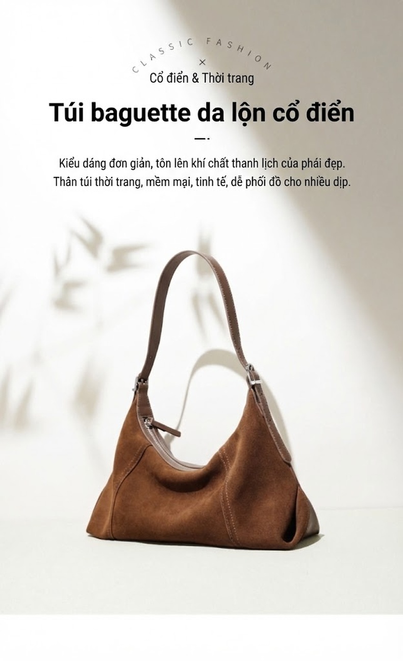 Túi Đeo Vai Nữ Da Mờ Dáng Bánh Bao Đeo Nách Đeo Chéo Đa Năng Màu Nâu, Đen, Đỏ Rượu chi tiết 1