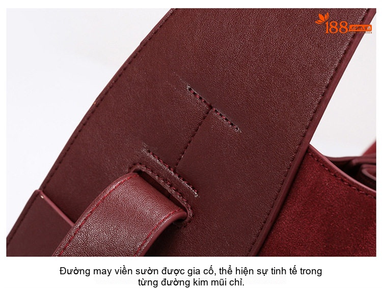 Túi Đeo Vai Nữ Da Mờ Dáng Bucket Lớn Thời Trang Công Sở Màu Đỏ, Nâu chi tiết 28