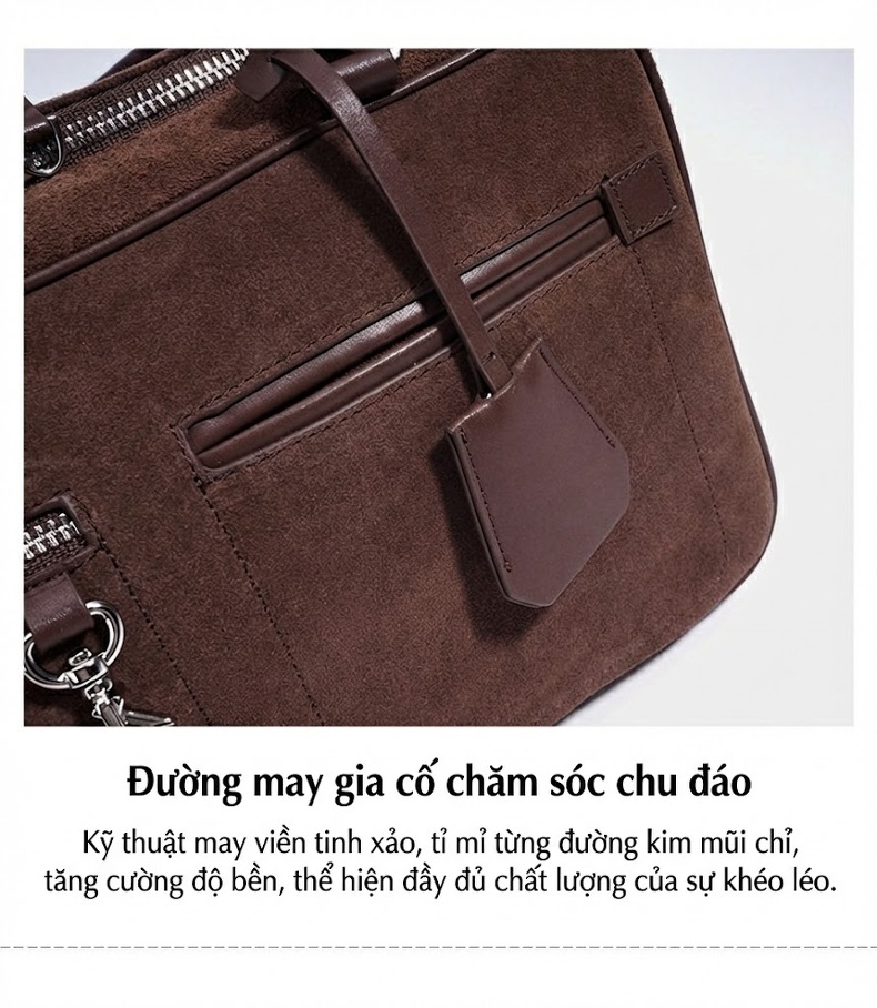 Túi Đeo Vai Nữ Da Mờ Dáng Gối Tối Giản Phong Cách Vintage Màu Xanh Navy, Xanh Rêu, Nâu, Đỏ Rượu Vang chi tiết 12